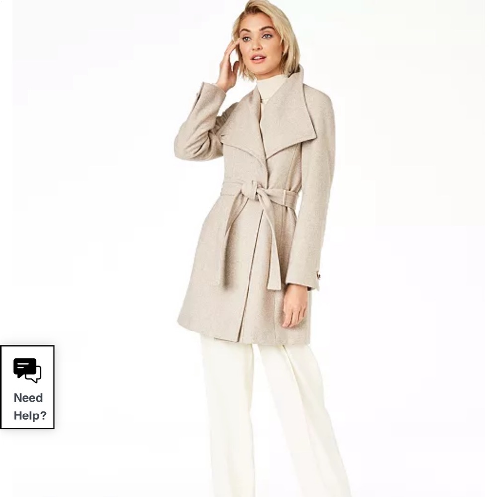 Calvin Klein Asymmetrical Belted Wrap Coat